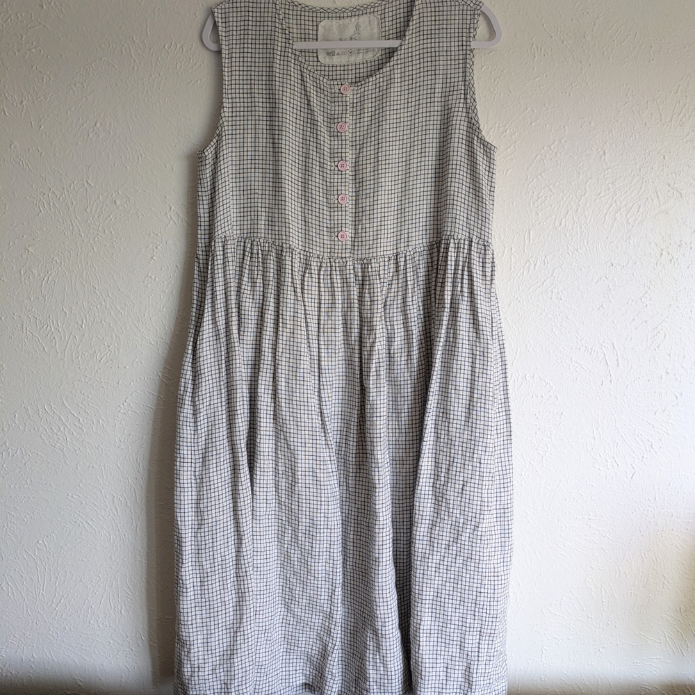 notPERFECTLINEN Checkered Maxi Dress: Pink Buttons
